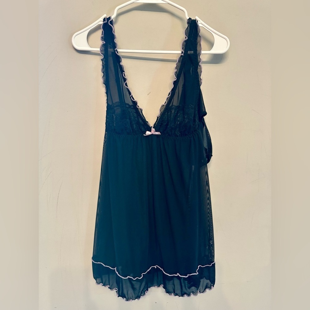 Y2K/Retro Inspired Black & Lavender Babydoll Lingerie Set S/M - Picture 1 of 7